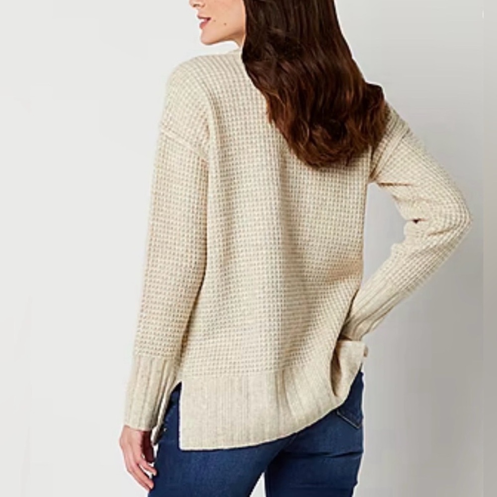 A.N.A Women's V-Neck Waffle Knit Sweater - Picture 4 of 11